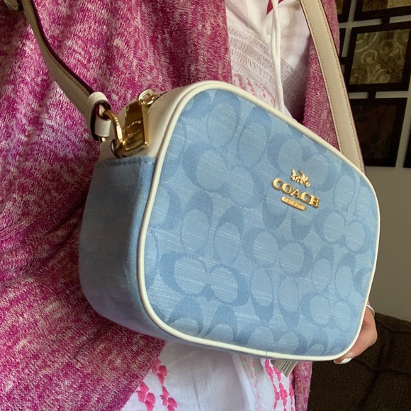 Authentic COACH Signature canvas/ smooth leather top zip Crossbody - Picture 10 of 11